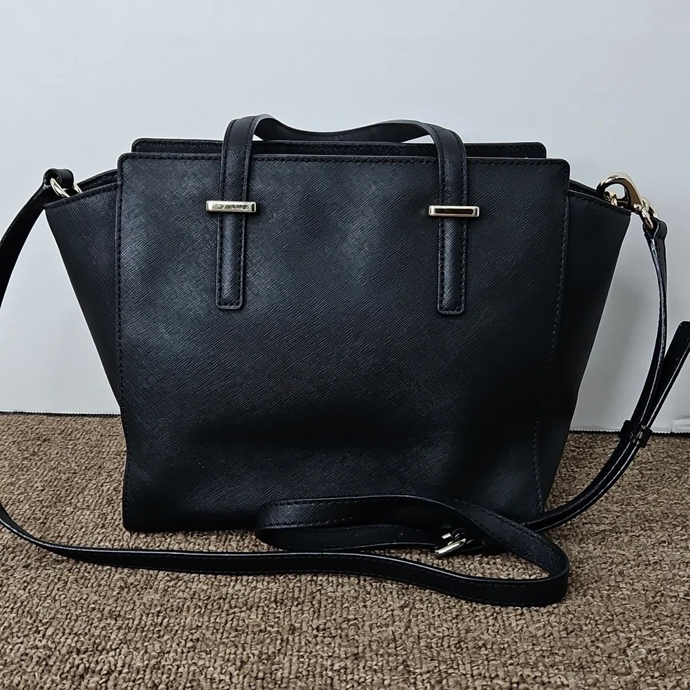 Kate Spade Hayden Black Peddle Leather Bag 2 Way Bag 9x9